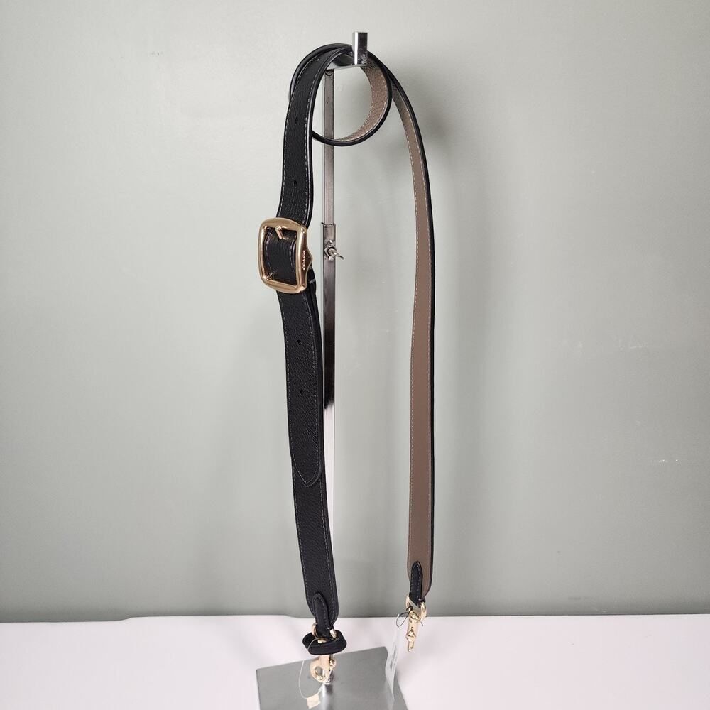 NWT Coach CZ785 Reversible Replacement Adjustable Strap Black Gold Stone Leather